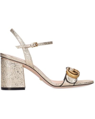 Gucci Leather Marmont Sandals 75 - Metallic