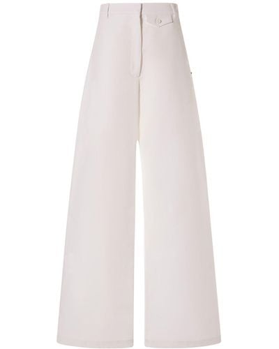 Sportmax Pantalones anchos de lona de algodón - Blanco