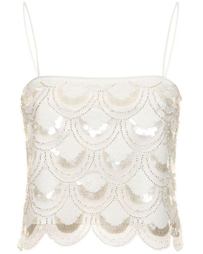 ROTATE BIRGER CHRISTENSEN Sequined Crop Top - White