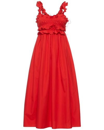 Cecilie Bahnsen Giovanna Cotton Ruffled Long Dress - Red