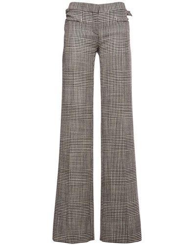 Tom Ford Prince Of Wales Wool Flared Pants - Gray