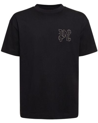 Palm Angels Monogram Stud コットンtシャツ - ブラック