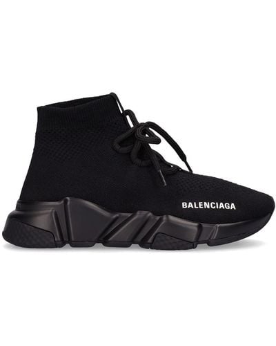 Balenciaga 30mm Hohe Sneakers Aus Strick "speed 2" - Schwarz