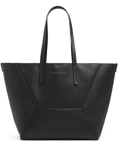 Brunello Cucinelli Softy Leather Tote Bag - Black