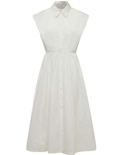 Co. Tton & Nylon Crepe Midi Dress - White