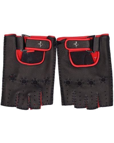 Ferrari Guantes de piel sin dedos - Negro