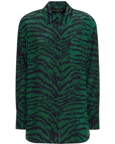 Victoria Beckham Camisa de pijama de seda estampada - Verde