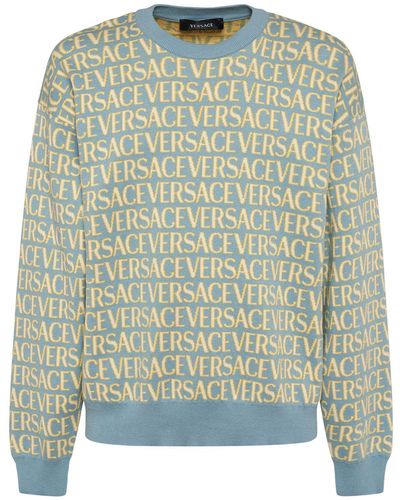 Versace Pull-over en coton à monogramme - Vert
