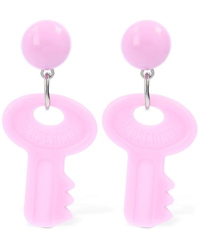 Moschino Resin Key Clip-on Earrings - Pink