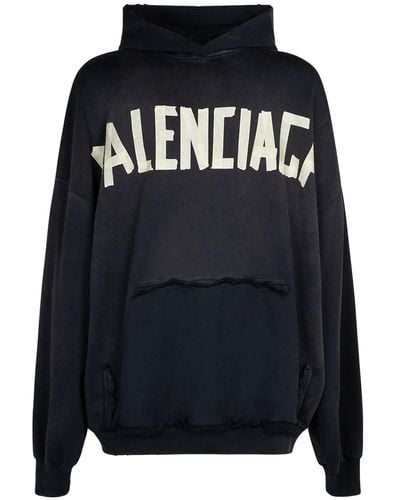 Balenciaga Cotton Sweatshirt Hoodie - Black