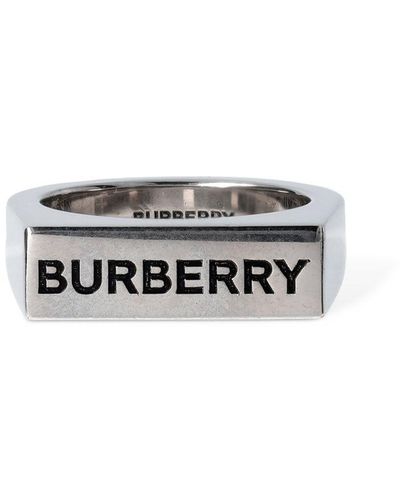 Burberry Engraved Logo Signet Ring - White