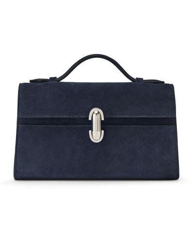 SAVETTE The Symmetry Suede Top Handle Bag - Blue