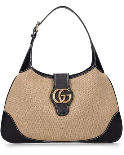 Gucci Bouvier Cotton & Leather Hobo Bag - Natural