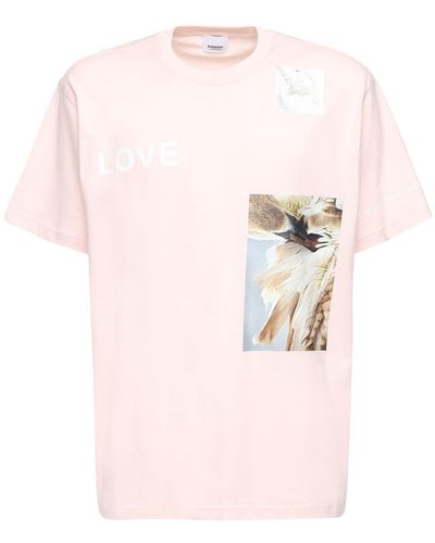 Burberry Printed Cotton Jersey T-shirt - Pink