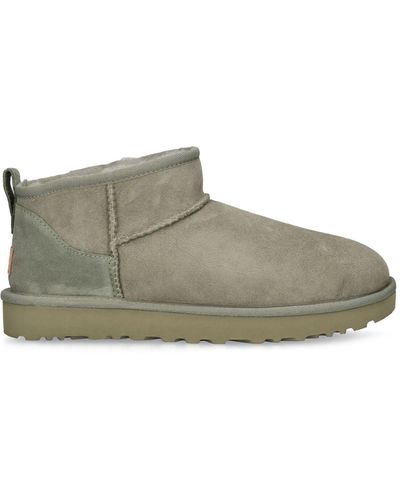 UGG Classic Ultra Mini Logo-patch Suede And Shearling Ankle Boots - Green
