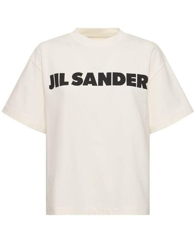 Jil Sander T-shirt In Jersey Di Cotone Con Logo - Bianco
