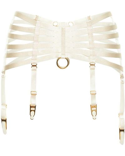 Bordelle Bondage Webbed Suspender Belt - White