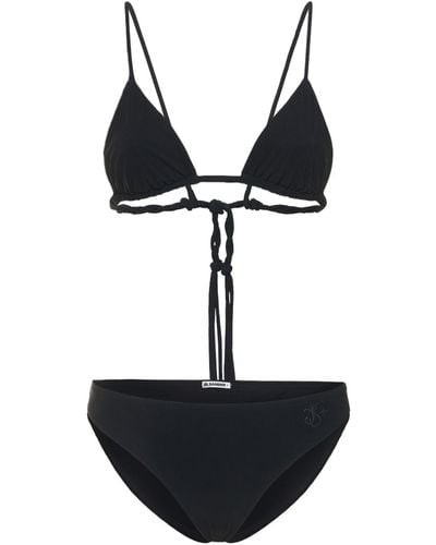 Jil Sander Jersey Logo Twisted Triangle Bikini Set - Black