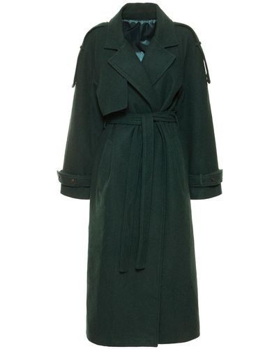 Frankie Shop Suzanne Wool Trench Coat - Green