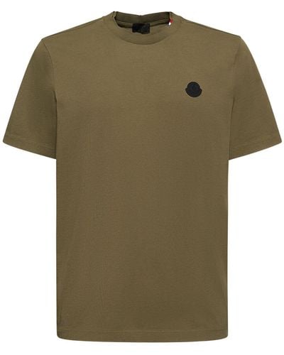 Moncler T-shirt in jersey di cotone con logo - Verde