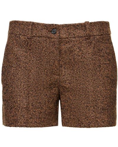 Michael Kors Herringbone Tweed Mini Shorts - Brown