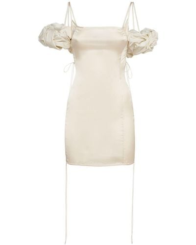 Jacquemus Robe courte en satin la mini robe chouchou - Blanc