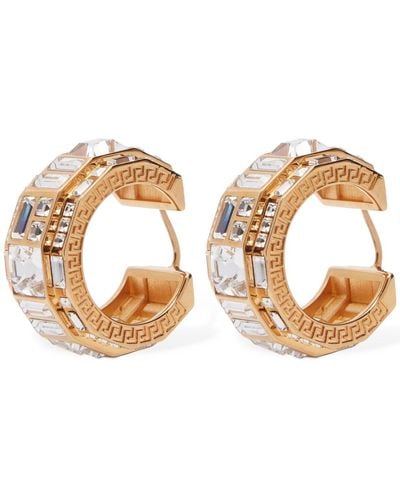 Versace Crystal Hoop Earrings - Metallic