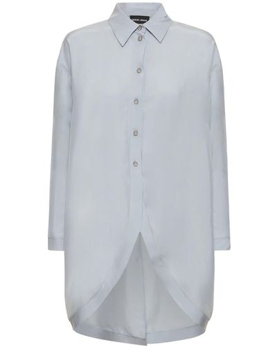 Giorgio Armani Silk Crepe Oversize Long Shirt - Grey