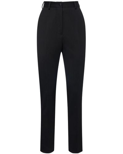 Dolce & Gabbana Wool Gabardine Cigarette Tuxedo Pants - Black