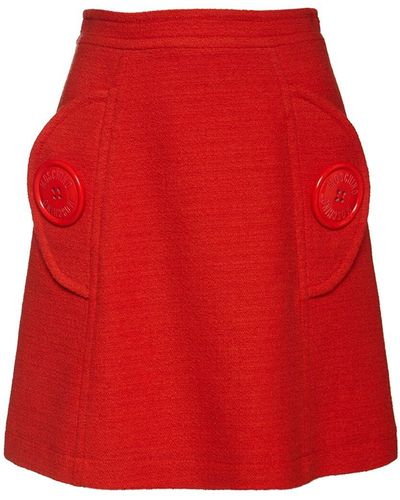 Moschino Mini Falda De Bouclé Con Botones - Rojo