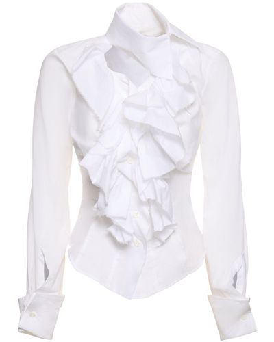 Vivienne Westwood Wizard Ruffled Cotton Poplin Shirt - White