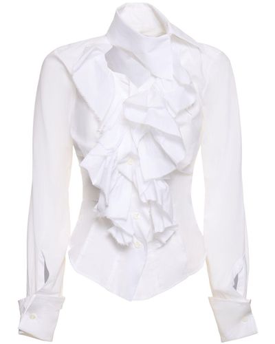 Vivienne Westwood Camisa de popelina de algodón con volantes - Blanco