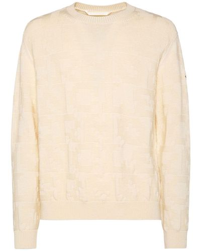 Moncler Virgin Wool Crewneck Sweater - Natural