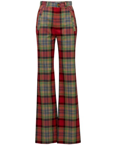 Vivienne Westwood New Cotton & Wool Tartan Trousers - Red