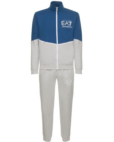 EA7 Visibility コットンフレンチテリートラックスーツ - ブルー