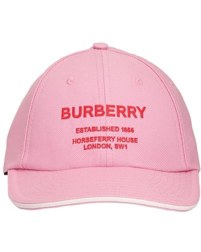 Burberry Gorra De Baseball De Algodón Con Logo - Rosa