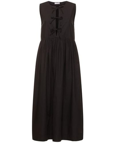 Ganni Cotton Poplin Midi Dress - Black