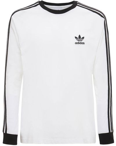 adidas Originals T-shirt Aus Baumwolle Mit 3 Streifen - Weiß