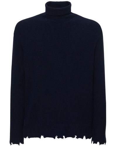 Laneus High Neck Wool Sweater - Blue