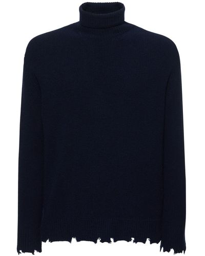 Laneus Wollpullover Mit Hohem Kragen - Blau