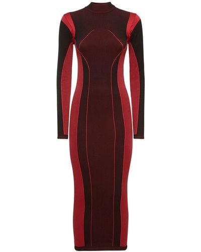 Ferrari Long Sleeve Tech Jersey Midi Dress - Rot