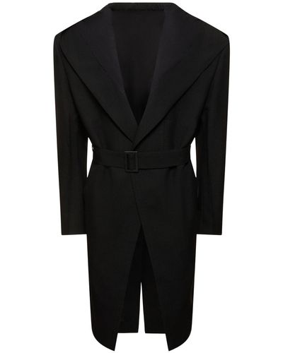 Rick Owens Cappotto lido tatlin con cappuccio - Nero