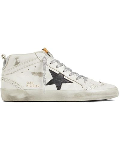 Golden Goose 20mm Hohe Sneakers Aus Leder "mid Star" - Weiß