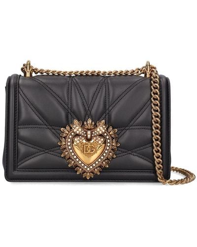 Dolce & Gabbana Devotion Leather Shoulder Bag - Grey