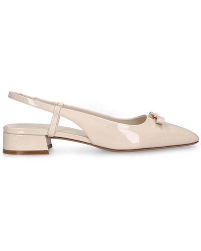 Ferragamo Marlina Patent Leather Slingback Court Shoes - Natural