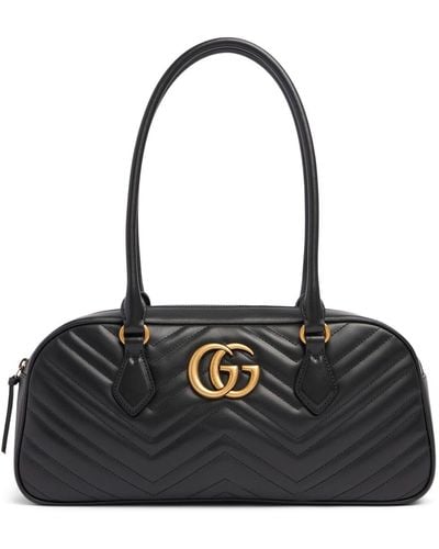 Gucci gg Marmont Leather Top Handle Bag - Black
