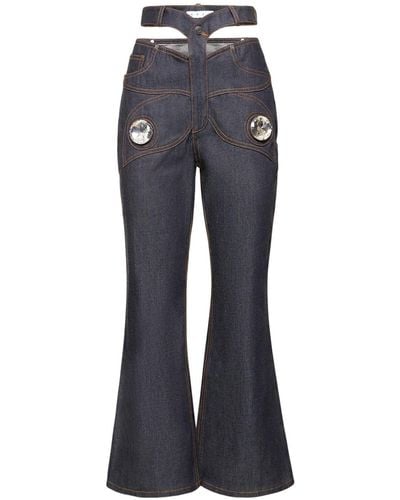 Area Butterfly Cut-out Flared Jeans - Black