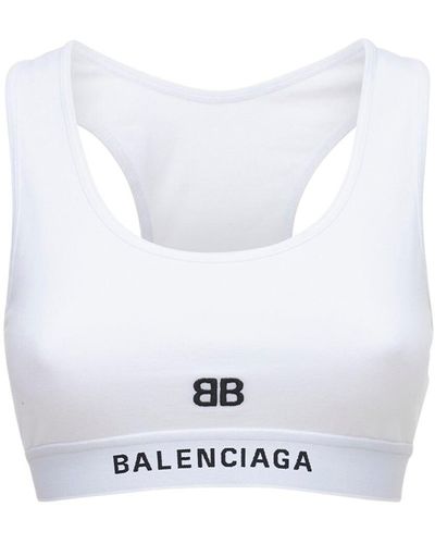 Balenciaga Sostén Deportivo De Algodón Jersey - Blanco