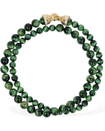 Timeless Pearly Malachite Double Wrap Collar Necklace - Green