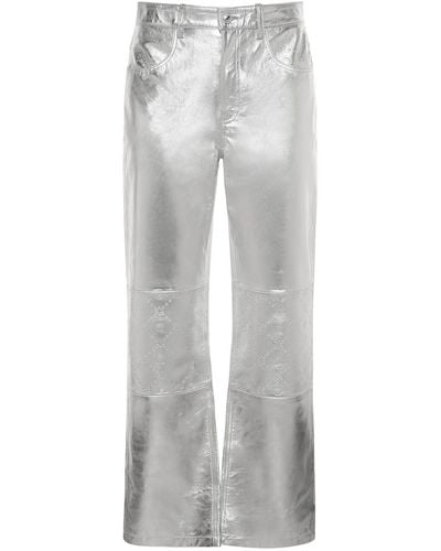 Marine Serre Embossed Leather Wide Trousers - Grey
